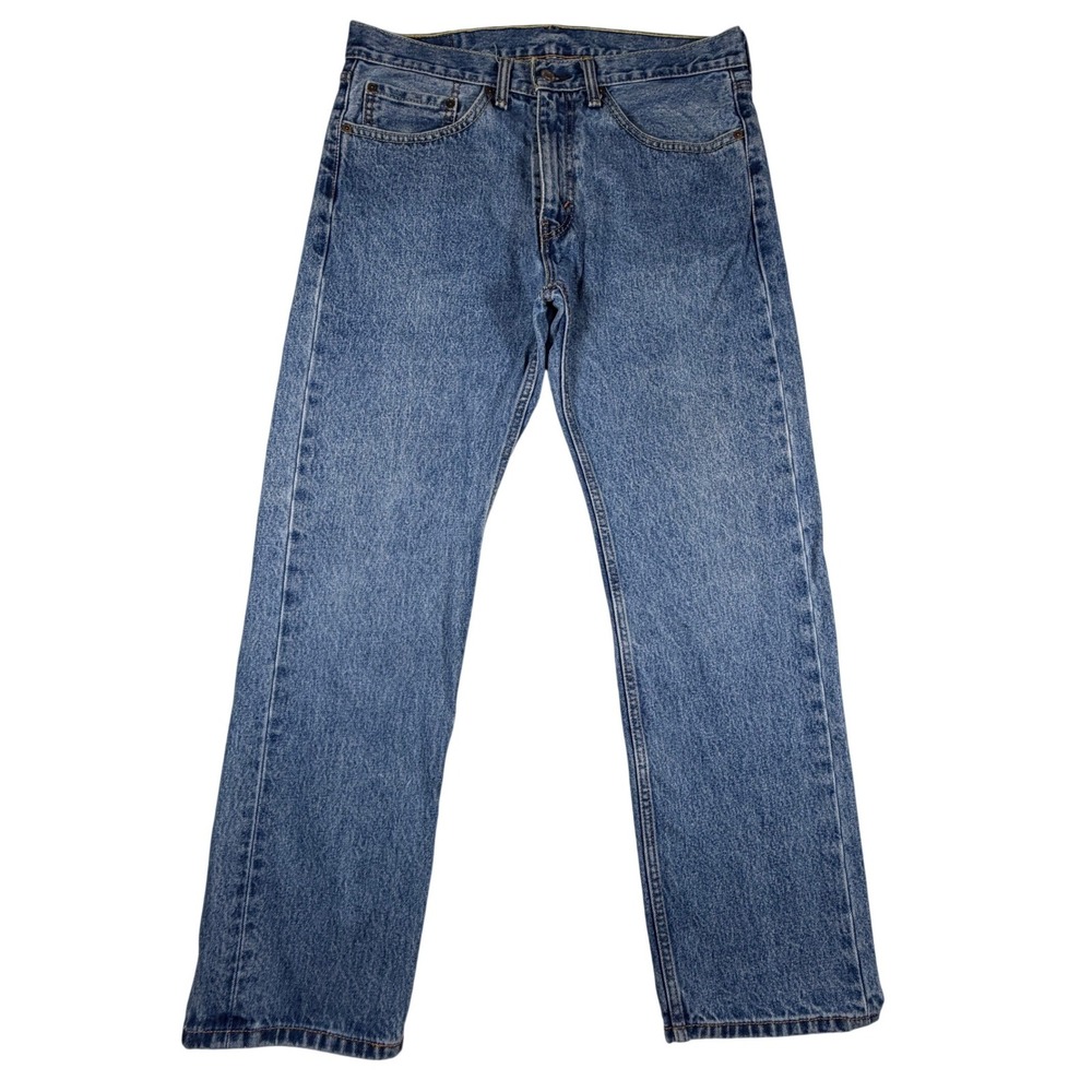 Levis 505 Regular Fit Mens Jeans 34x30‎ Medium Wash Blue Straight Leg Denim